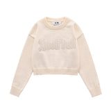Women Sweater Short Sweater for Girls Loose-Fitting Casual round-Neck Sweater