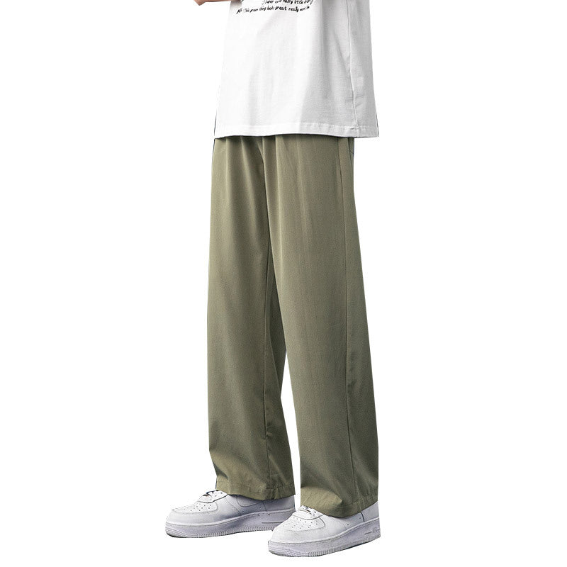 Men Sweatpants Ice Silk Pants Men's Trendy Loose Straight