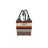 Women Vest Striped Knitted Vest Women's Embroidery Short Camisole