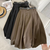 Women Skirt Autumn and Winter Woolen Skirt A- Line Dress Belt