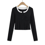 Women T-shirt Short Bottoming Shirt Women's Clothing T-shirt in Contrast Color
