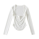 Women T-Shirt Long Sleeve Ballet Back Strap T-shirt Top