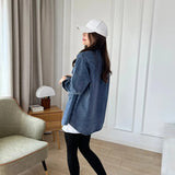 Women T-Shirt 2 Vintage Distressed Oversize Casual Denim Jacket Coat for Women
