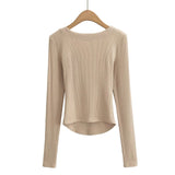 Women T-Shirt Top Hot Girl Slim-Fit Short Long Sleeve T-shirt Top