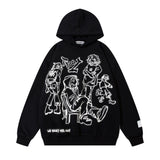 Men Hoodie Line Figure Printed Hoodie Loose Autumn and Winter Pullover Hoodie