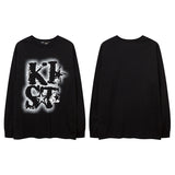 Men Long Sleeve Shirt Dark Series Graffiti Printing Upper Clothes Long Sleeves T-shirt Men and Women