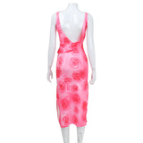 Women's Desses Printed Suspender Skirt Dress Women