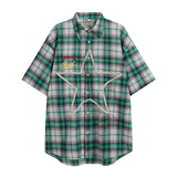 After Prom Shirt Oreeta Mall Summer Short Sleeve Shirt High Street All-Matching Embroidered Plaid