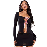 Woman Dresses Women's Spring round Neck Long Sleeve Cardigan T-shirt Top