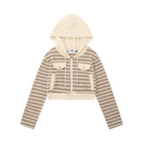 Women Hoodie Short Hoodie Knitted Women's Autumn Zipper Jacket