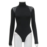 Women Jumpsuit Long Sleeve Jumpsuit Mesh Stitching