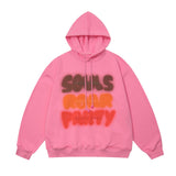 Men Hoodie Letter Print Sweatshirt Autumn and Winter Loose Leisure Long-Sleeve Hooded Pullover