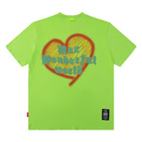 Men T Shirt T Fashion Brand Heart Printing T-shirt Men and Women Couple Loose