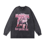 Men Long Sleeve Shirt Women's Team Portrait Printing Distressed Long Sleeve T-shirt Men and Women Retro