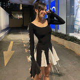 Women Dresses Autumn Bow Flared Sleeves Long Sleeves Dress