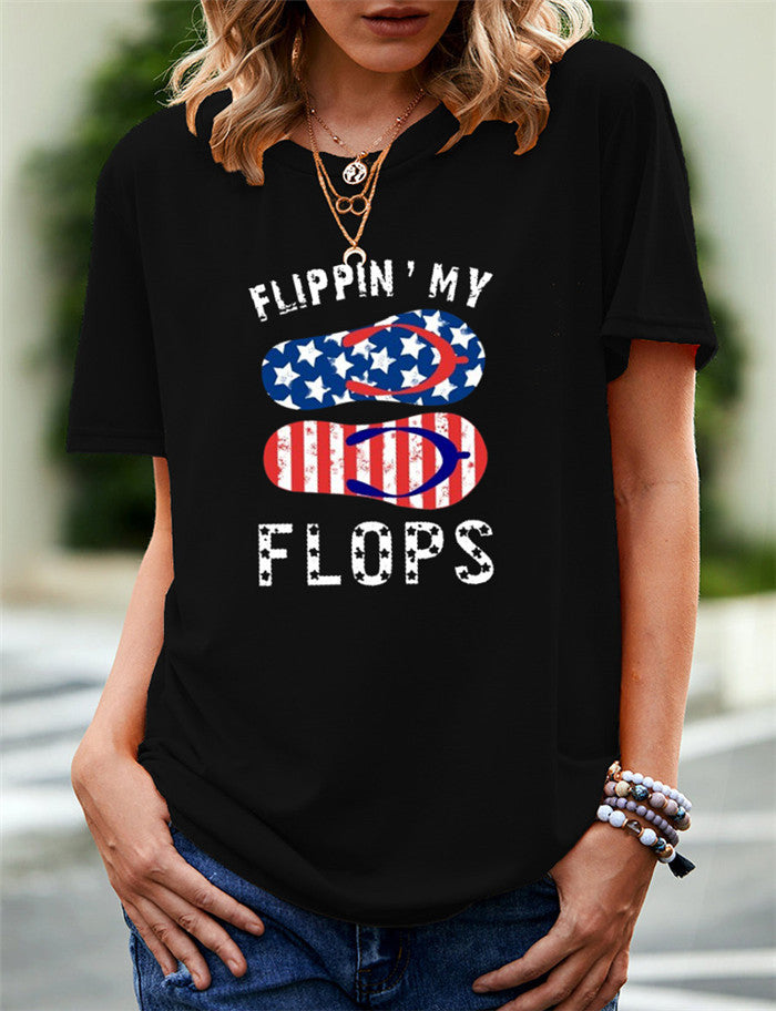 Women's Independence Day T Shirt Printed Short-Sleeved T-shirt