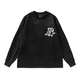 Men Hoodie Inkjet Letters Printed Crew Neck Sweatshirt