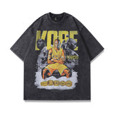 Men T Shirt Worn Looking Washed-out Star Character Printed Short Sleeve T-shirt Men and Women