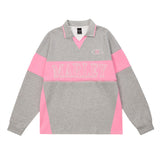Men Hoodie Color Contrast Patchwork Lapel Sweater Zipper Stitching Letter Embroidery Long Sleeve