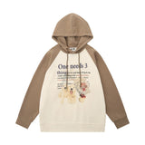 Men Hoodie Animal Print Dog Hooded Sweater Color-Block Raglan Sleeves