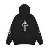 Men Hoodie Rhinestone Letter Hooded Cardigan Sweater