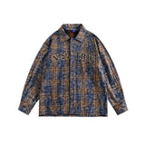 Unisex Jacket Autumn Affixed Cloth Embroidered Plaid Shirt Women's Clothing