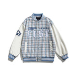 Unisex Jacket Autumn Tricolor Plaid Embroidered Jacket Women's Clothing