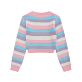 Women Sweater Butterfly-Patterned Short Style Sweater Women's Autumn Contrast Color Long Sleeves Sweater