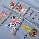 Men Hoodie Lapel Pullover Sweater Boys Embroidered Animal Spring and Autumn Loose Casual Top