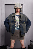 Unisex Jacket Autumn Washed Gradient Denim Coat for Women
