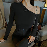 Women Long Sleeve Shirt Women off-Shoulder Long Sleeve T-shirt Women
