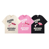 Men T Shirt Retro Alphabet Puff Print Short-Sleeved T-shirt Men's Loose Couple