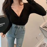 Women's Long Sleeve Shirt Spring Long Sleeve Half-Open Collar Bottoming Shirt