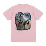 3 Racoon Moon Howling Raccoon Head T Shirt Funny Graphic