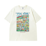Men T Shirt Vintage College Style Sweet Cool Printed Couple Short Sleeve T-shirt Men and Women