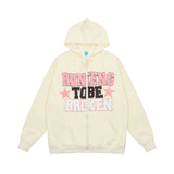 Men Hoodie Letter Printed Cardigan Sweater Casual Long Sleeve Spring and Autumn Top Vibe Loose Hooded Coat