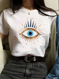 Women's Evil Eye Print T-Shirt - Short Sleeve Casual