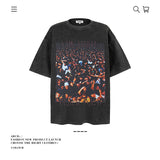 American vintage street T-shirt cotton retro character print men and women summer loose half sleeve