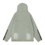 Men Denim Jacket Washed and Worn Hooded Denim Jacket Men's Loose Spring and Autumn Denim Sweatshirt