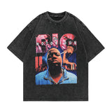 Men T Shirt Portrait Printing Short Sleeve T-shirt Retro Hip Hop Casual