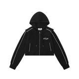 Women Hoodie Waffle Cropped Hoodie Zip Jacket