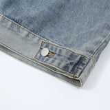 Men Denim Jacket Men's Stitching Embroidered Letters Washed and Worn Denim Jacket