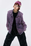 Unisex Jacket Autumn Burrs Padded Shoulder Denim Coat Women's Clothing