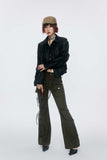 Unisex Jacket Autumn Contrast Color Bronze Zipper Leather Coat