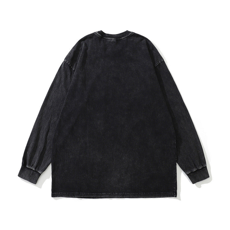 Men Long Sleeve Shirt Hip Hop Rap Print Distressed Long Sleeve T-shirt for Men and Women