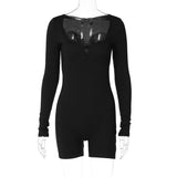 Women Jumpsuit Autumn Fashion U-Neck Long-Sleeved Jumpsuit