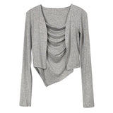 Women Long Sleeve Shirt Sling Vest Cardigan Jacket Long-Sleeved Suit