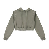 Women Hoodie Short Hooded Sweater Girls' Autumn Long Sleeve Hoodie