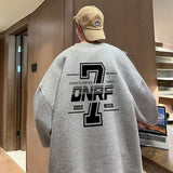 Men Hoodie round Neck Sweater Men's Spring and Autumn Casual Oversized Loose-Fitting Pattern Print