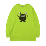 Men Long Sleeve Shirt Alien Printed Long Sleeve T-shirt Men's Loose round Neck Couple